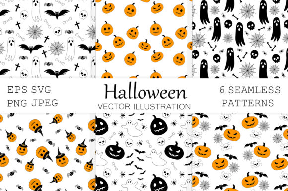Halloween Patterns. Pumpkin Patterns for Graphics and Editorial