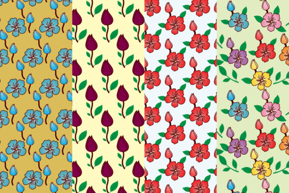 Seamless Flat Floral Patterns: Premium Graphics for Modern Branding